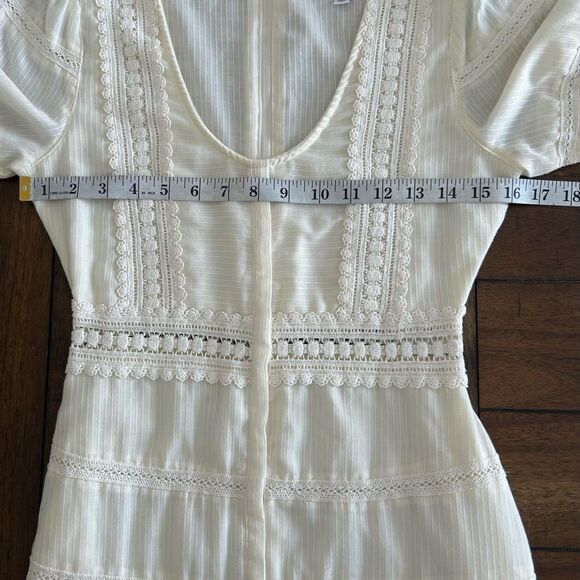 Sweet Baby Jamie Ivory Lace Boho Cottage Core Midi Dress - Picture 5 of 16